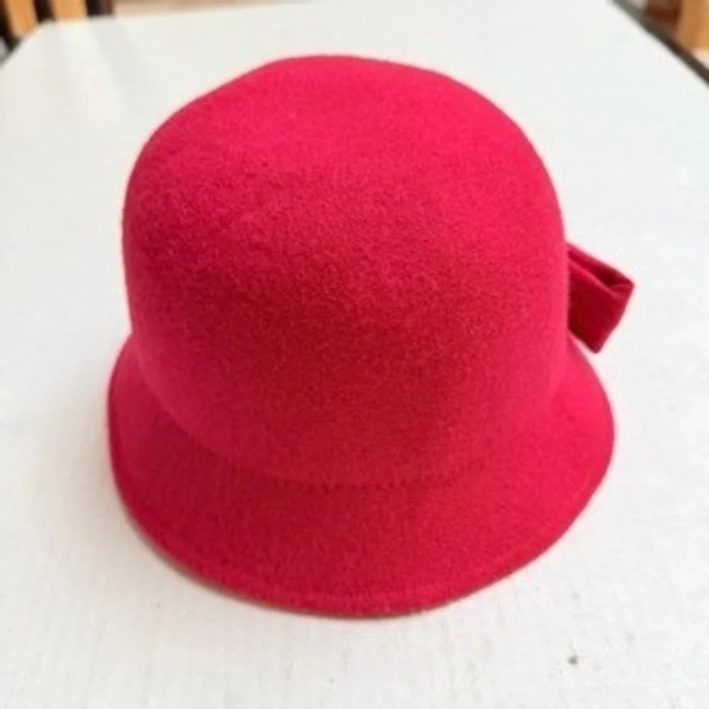 Janie and Jack Toddler Girl Red Wool Blend Cloche Bow Hat Size 2T 3T Holiday